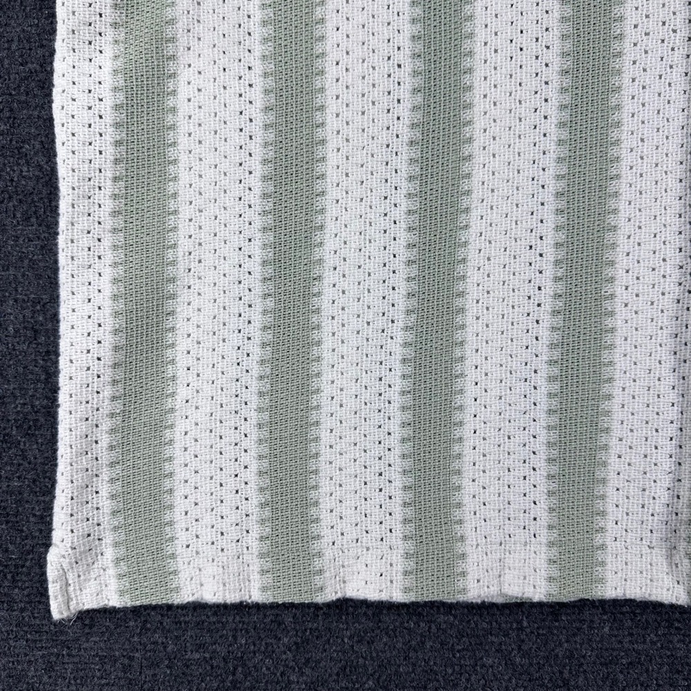 Hollister Button Down Mens XXL 2XL Green Striped Crochet Knit Boxy Fit Shirt - Picture 7 of 13